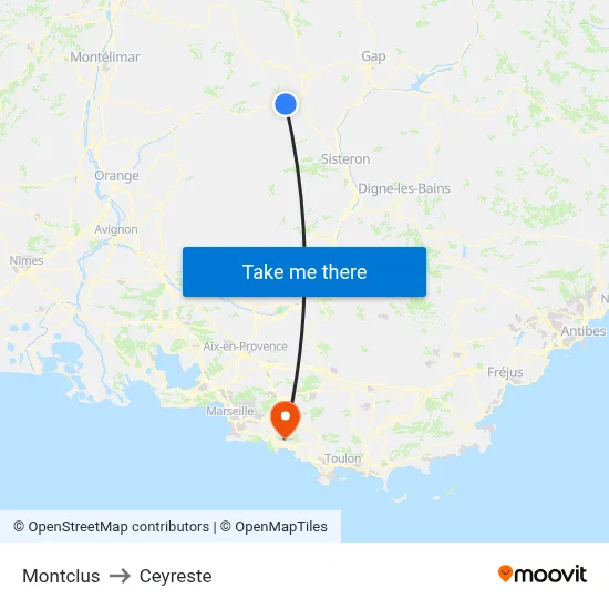 Montclus to Ceyreste map