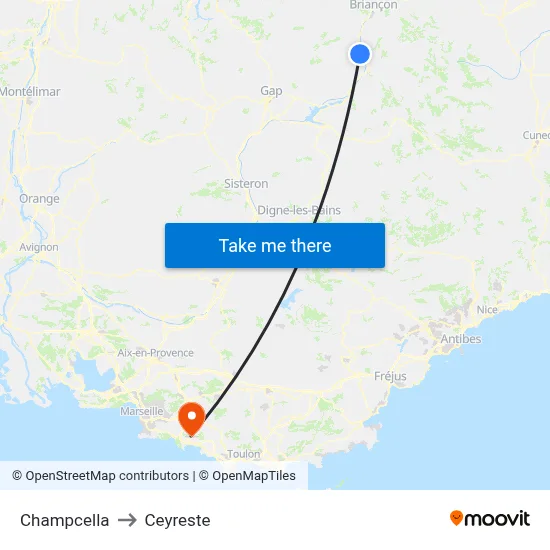 Champcella to Ceyreste map