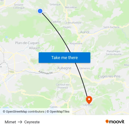 Mimet to Ceyreste map
