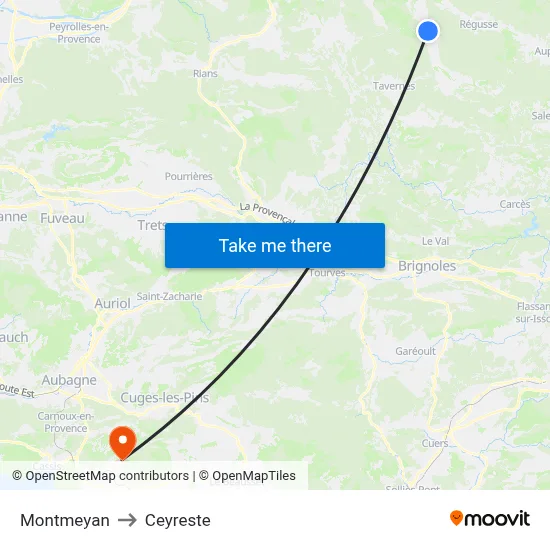 Montmeyan to Ceyreste map
