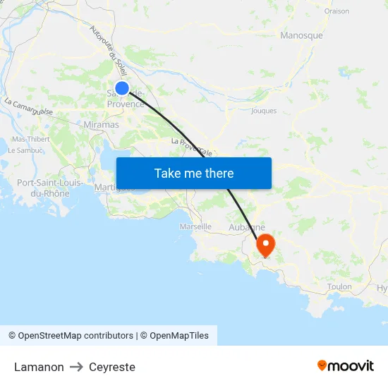 Lamanon to Ceyreste map