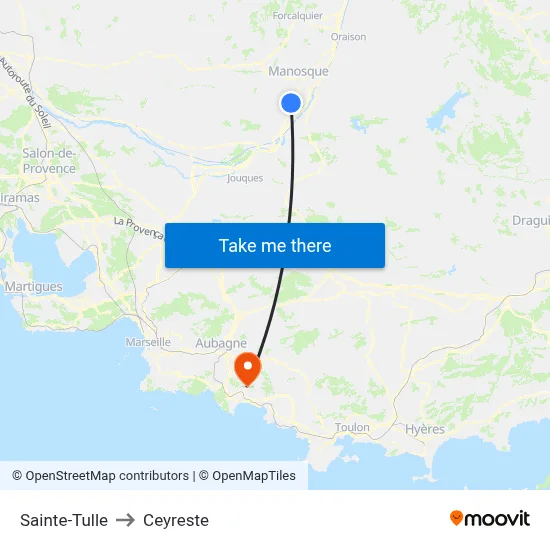 Sainte-Tulle to Ceyreste map