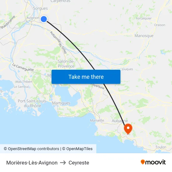 Morières-Lès-Avignon to Ceyreste map
