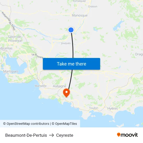 Beaumont-De-Pertuis to Ceyreste map