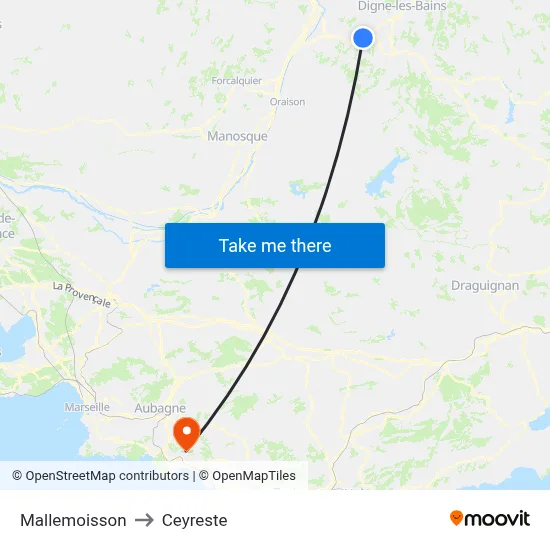 Mallemoisson to Ceyreste map