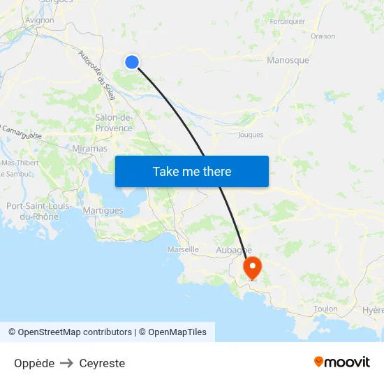 Oppède to Ceyreste map
