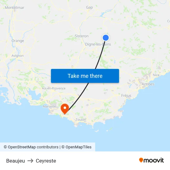 Beaujeu to Ceyreste map