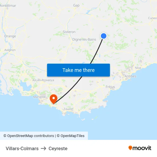 Villars-Colmars to Ceyreste map