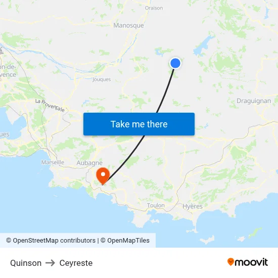 Quinson to Ceyreste map