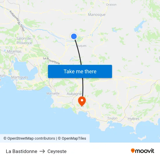 La Bastidonne to Ceyreste map