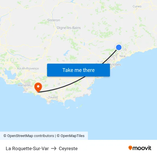La Roquette-Sur-Var to Ceyreste map