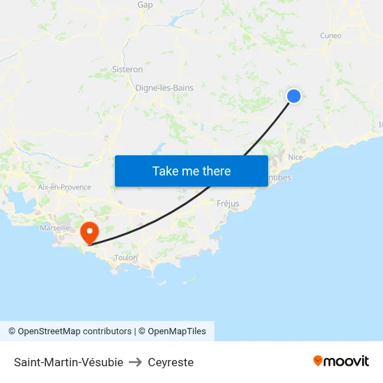 Saint-Martin-Vésubie to Ceyreste map