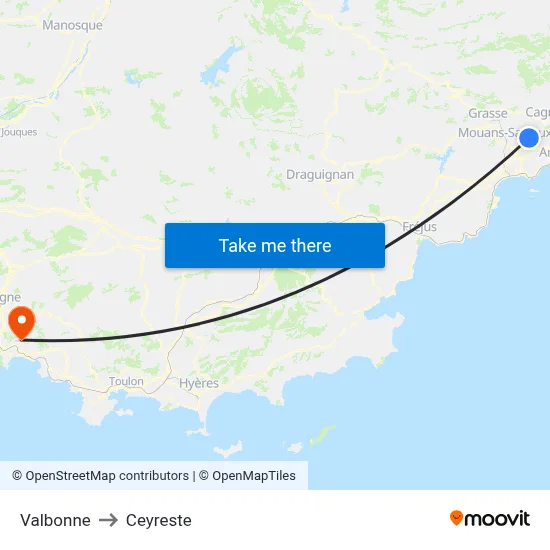 Valbonne to Ceyreste map