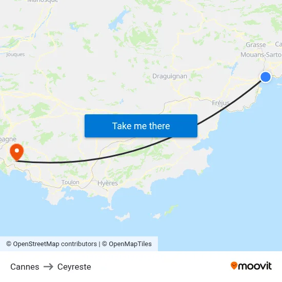 Cannes to Ceyreste map