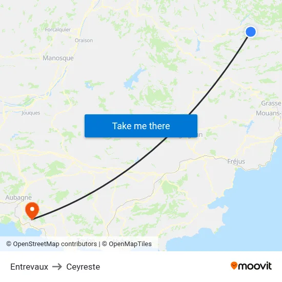 Entrevaux to Ceyreste map