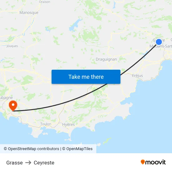 Grasse to Ceyreste map