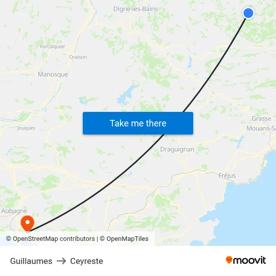 Guillaumes to Ceyreste map