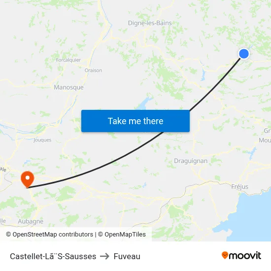 Castellet-Lã¨S-Sausses to Fuveau map