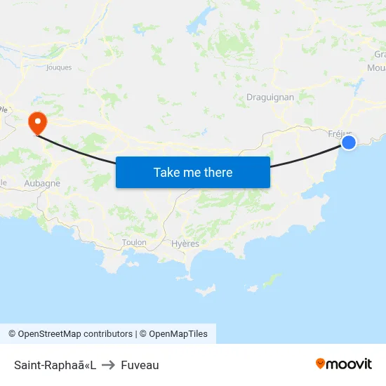 Saint-Raphaã«L to Fuveau map