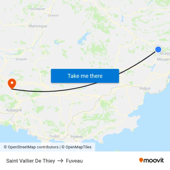 Saint Vallier De Thiey to Fuveau map