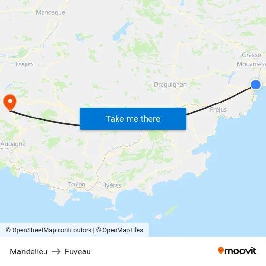 Mandelieu to Fuveau map