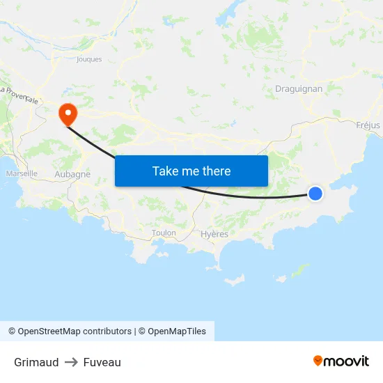Grimaud to Fuveau map
