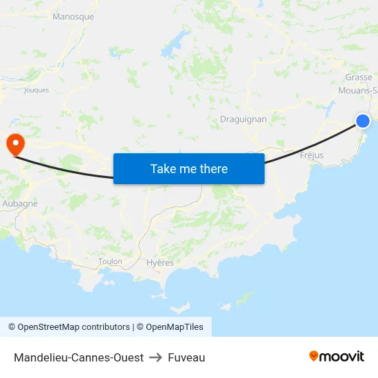 Mandelieu-Cannes-Ouest to Fuveau map