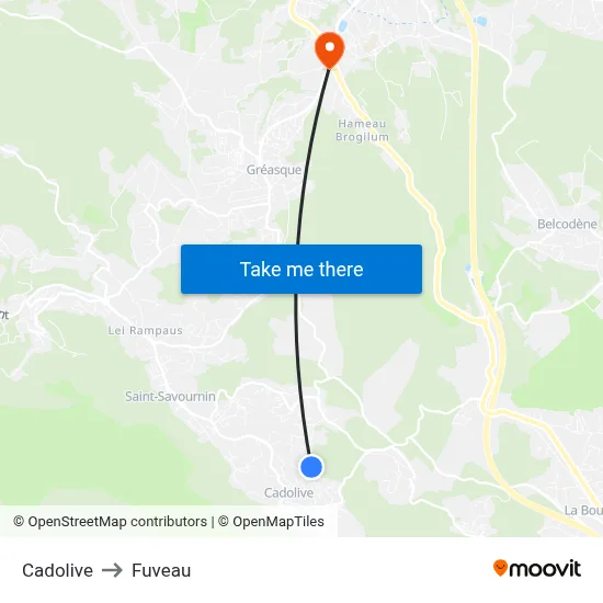 Cadolive to Fuveau map