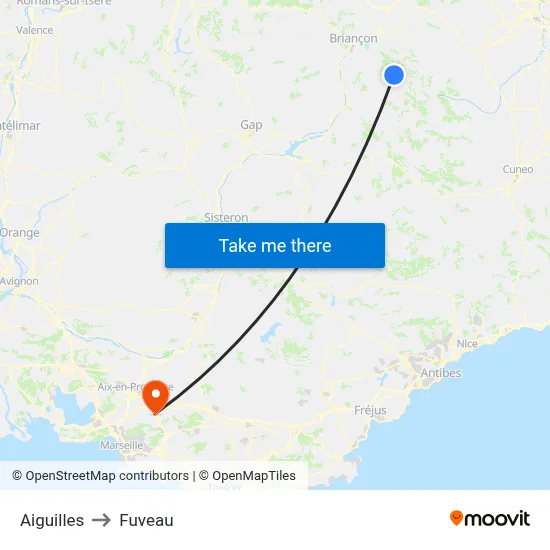 Aiguilles to Fuveau map