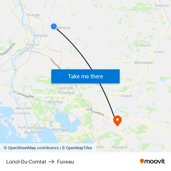 Loriol-Du-Comtat to Fuveau map