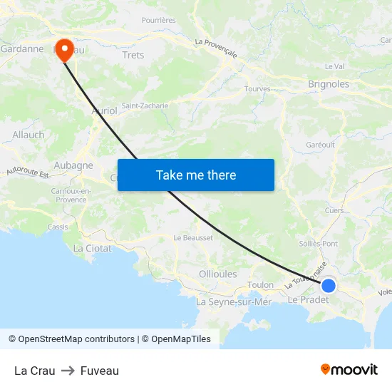 La Crau to Fuveau map