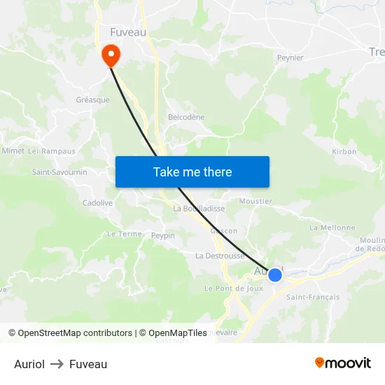 Auriol to Fuveau map
