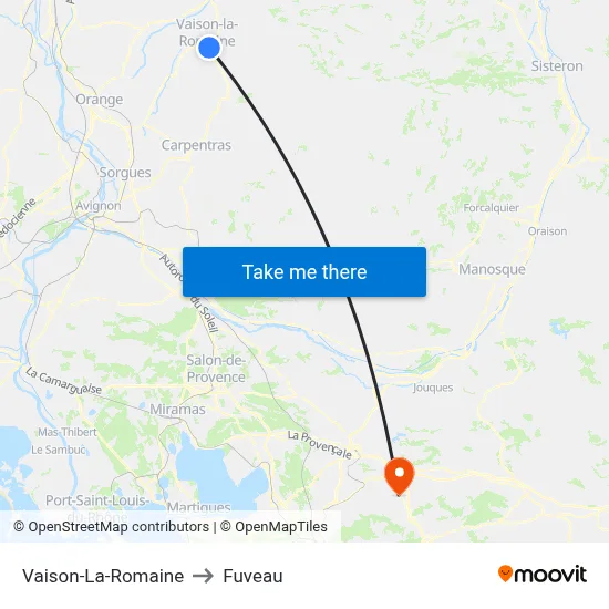 Vaison-La-Romaine to Fuveau map