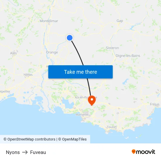 Nyons to Fuveau map