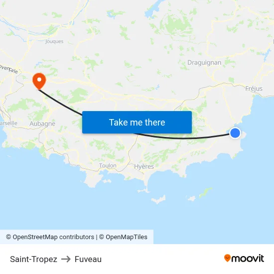 Saint-Tropez to Fuveau map