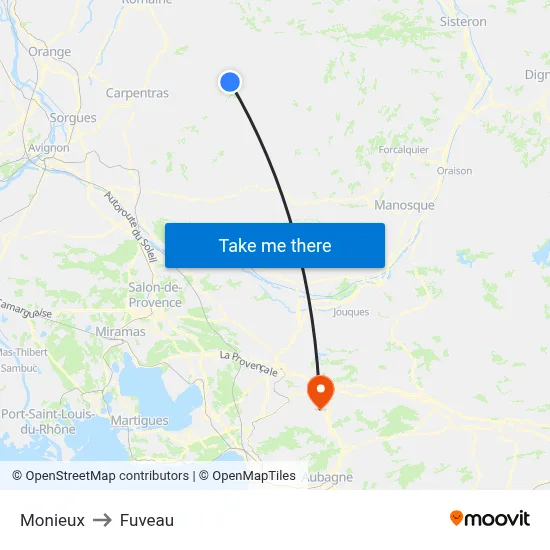 Monieux to Fuveau map
