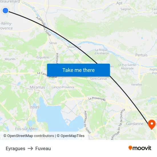 Eyragues to Fuveau map