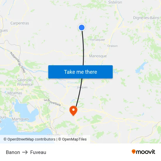 Banon to Fuveau map