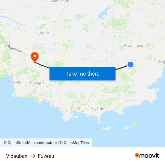 Vidauban to Fuveau map