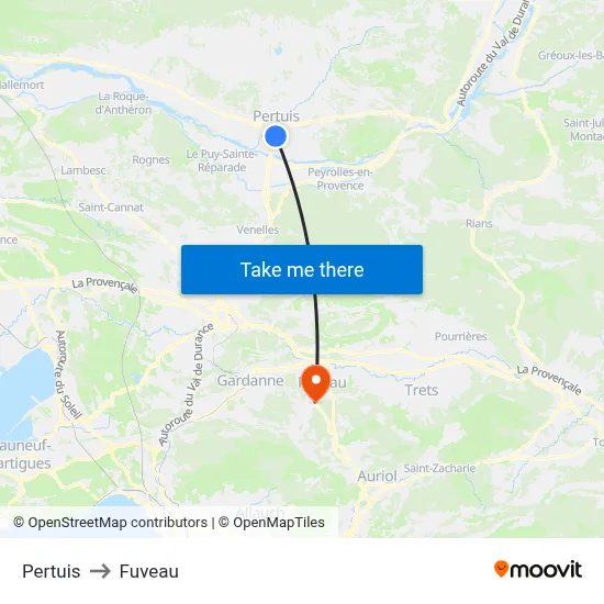 Pertuis to Fuveau map