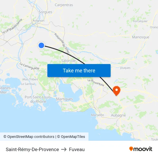 Saint-Rémy-De-Provence to Fuveau map