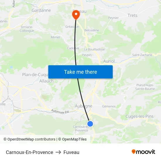 Carnoux-En-Provence to Fuveau map