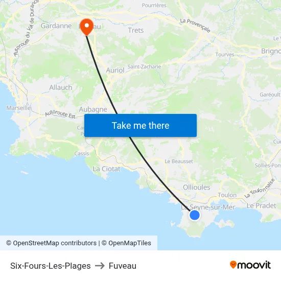 Six-Fours-Les-Plages to Fuveau map