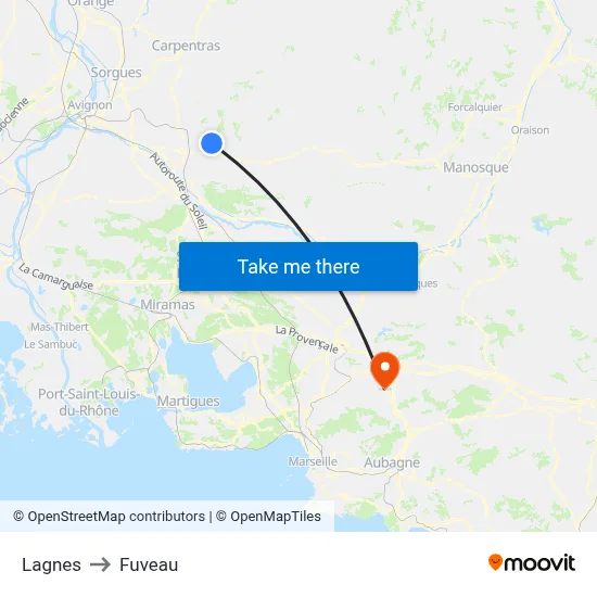 Lagnes to Fuveau map
