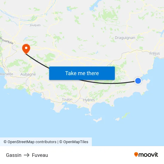 Gassin to Fuveau map