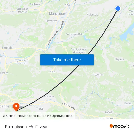 Puimoisson to Fuveau map