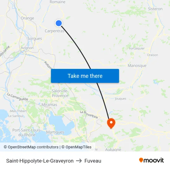 Saint-Hippolyte-Le-Graveyron to Fuveau map