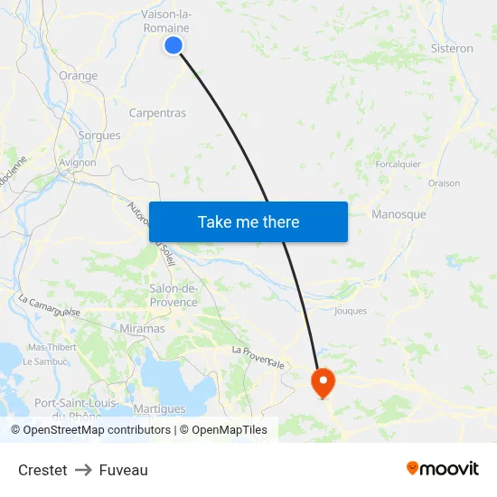 Crestet to Fuveau map
