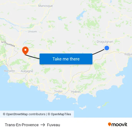 Trans-En-Provence to Fuveau map