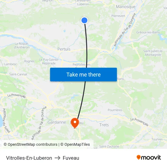 Vitrolles-En-Luberon to Fuveau map